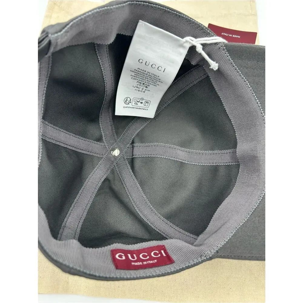 Men's Gucci cotton canvas embroidered logo baseball cap size medium adjustable